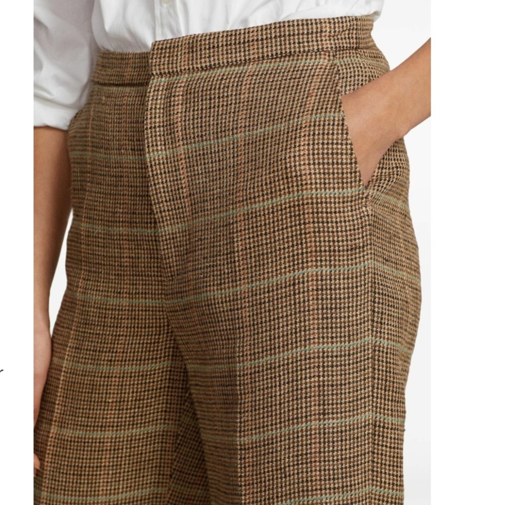 Polo Ralph Lauren linen silk houndstooth straight leg trousers - Picture 2 of 10